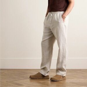 Rag & Bone Men’s Sz 36 Bradford 100% Linen Drawstring Trousers Pants Light Gray